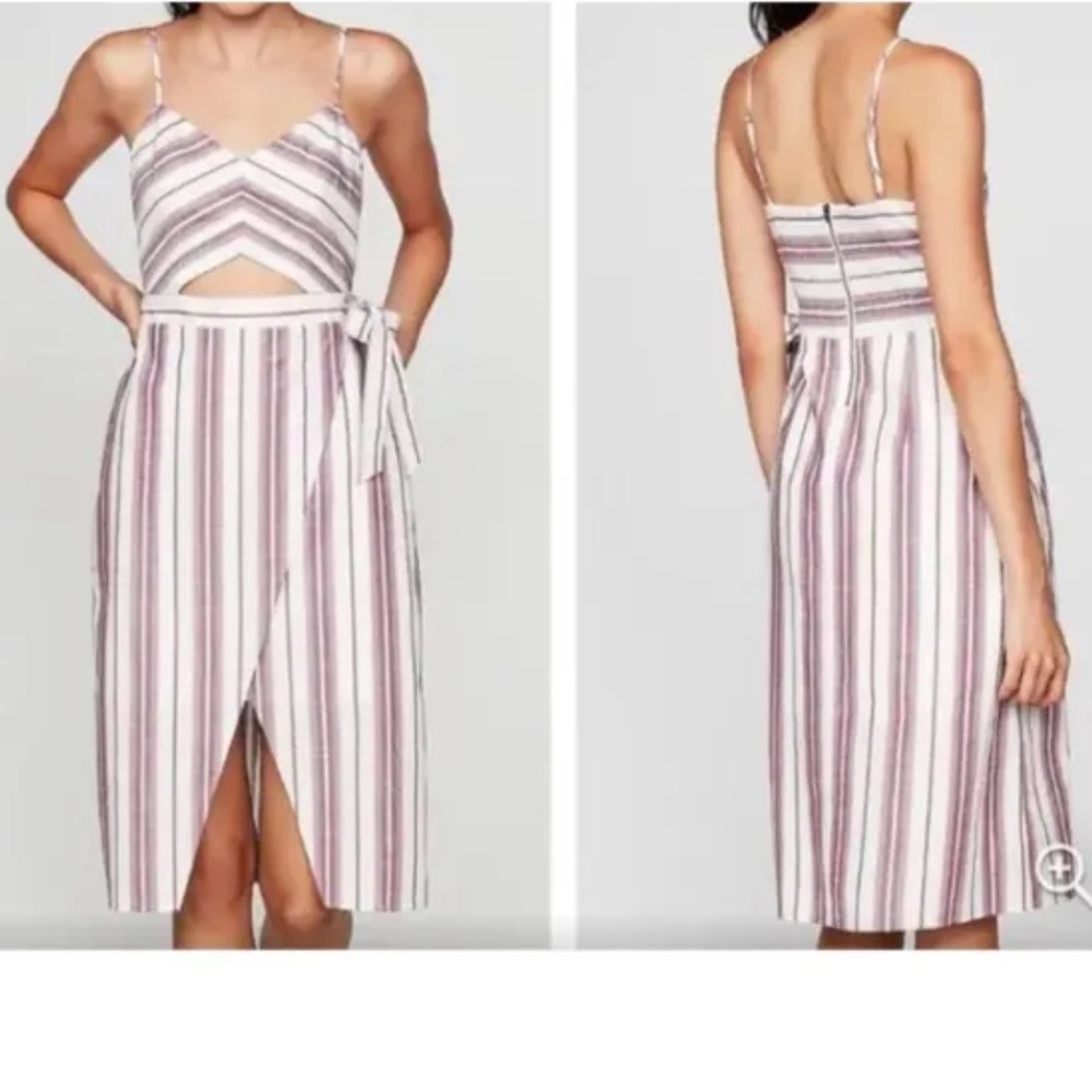 NEW EXPRESS STRIPED CUT-OUT MIDI DRESS SIZE 14